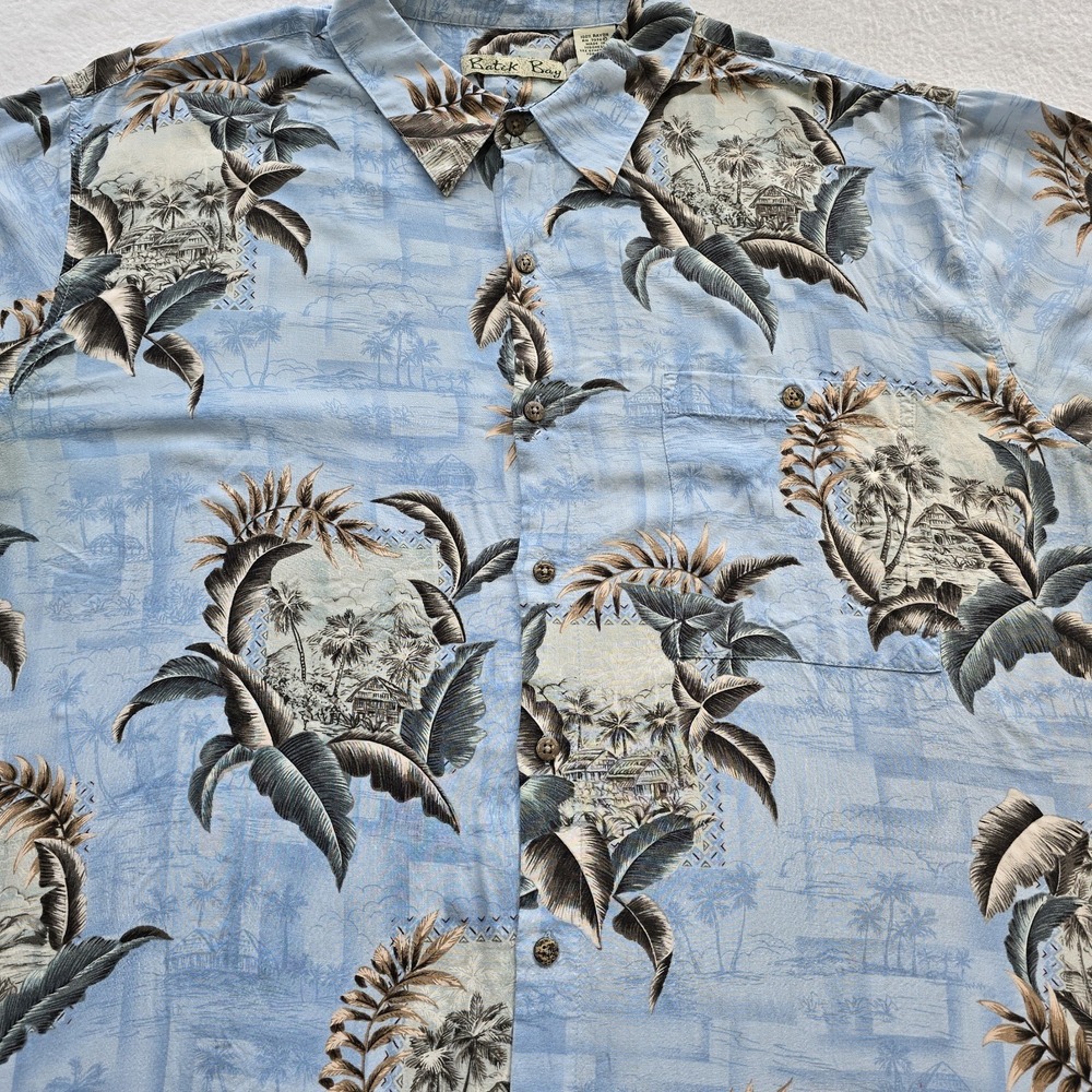 Batik Bay Vintage Hawaiian Shirt XXL Blue Rayon Tropical Island Camp Aloha Y2K.. - Picture 2 of 10